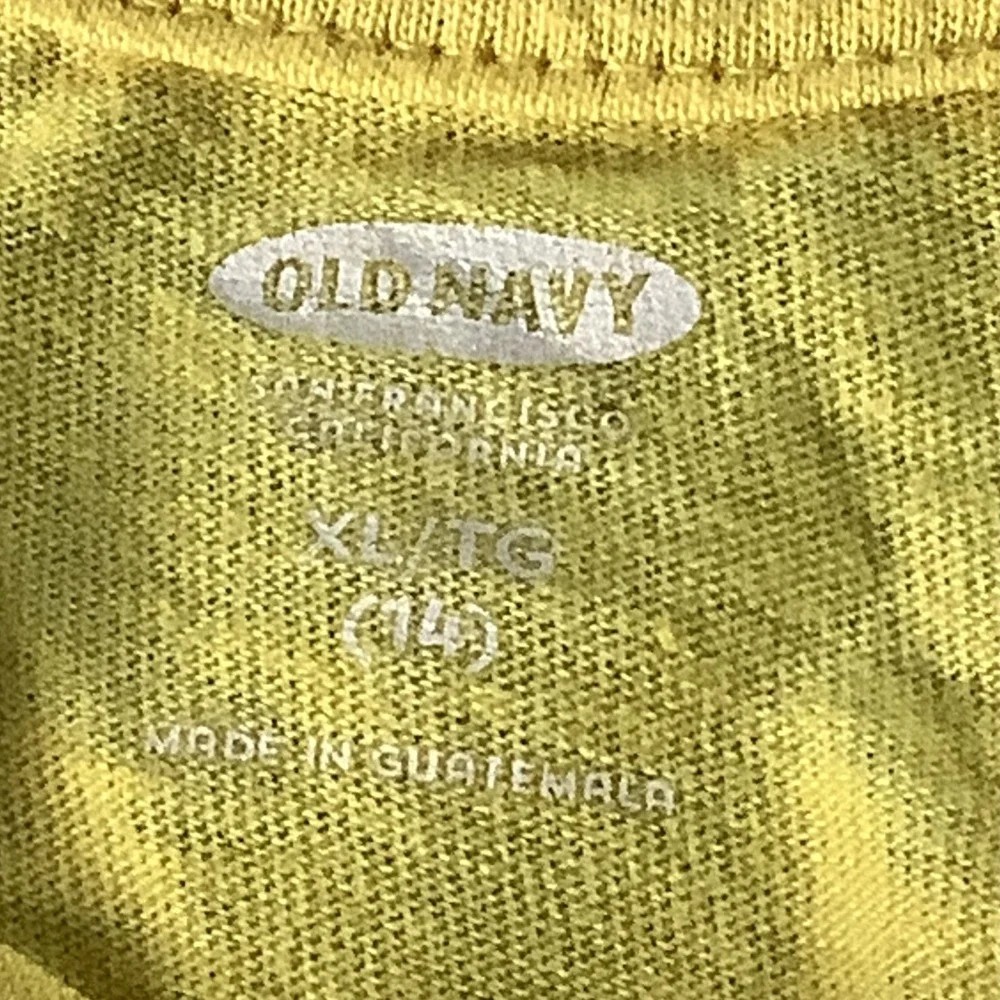 Old Navy T-Shirt Girls XL(14) Yellow Graphic Print All The Feels Heart Casual